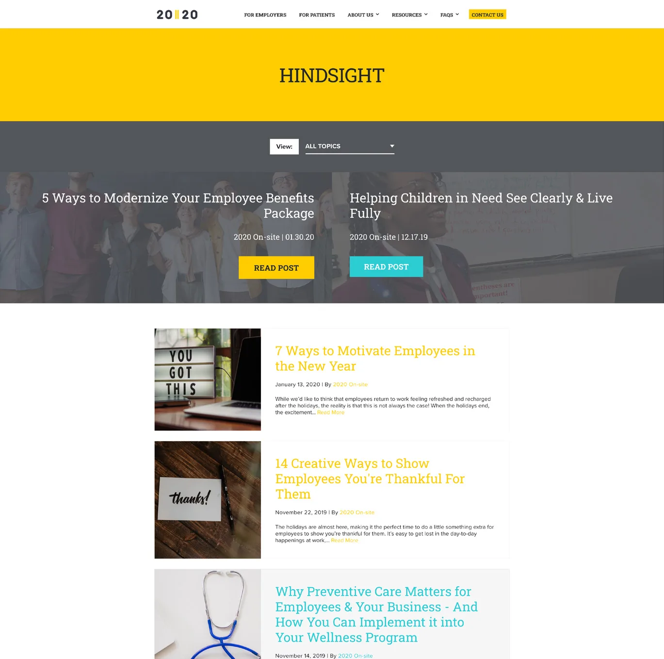 2020 Onsite product grid