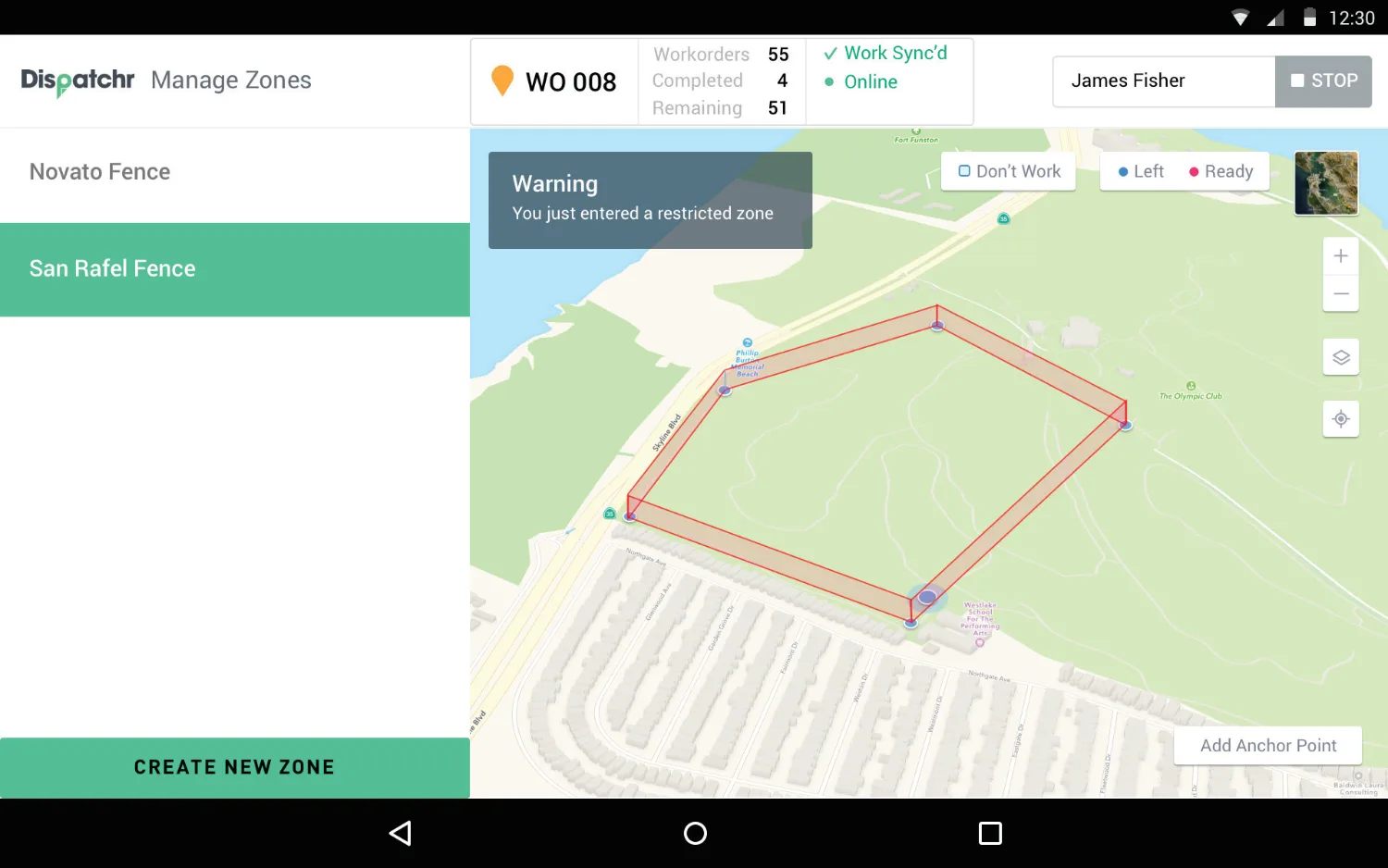 Dispatchr — FIELD RESTRICTED ZONES