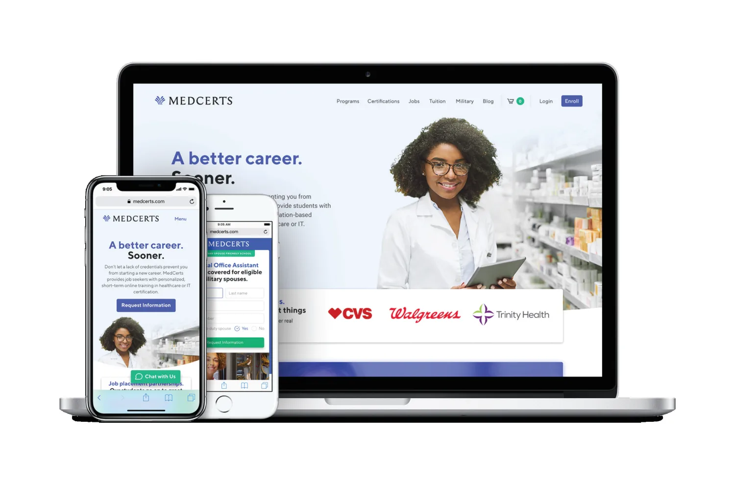MedCerts — RESPONSIVE DESKTOP and MOBILE