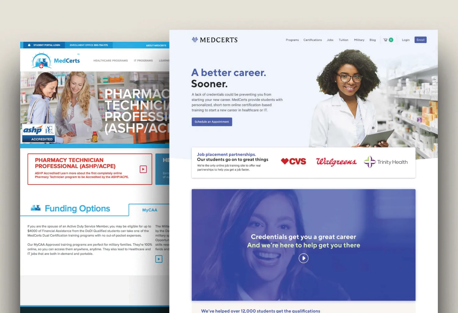 MedCerts — BEFORE and AFTER OLD VS NEW