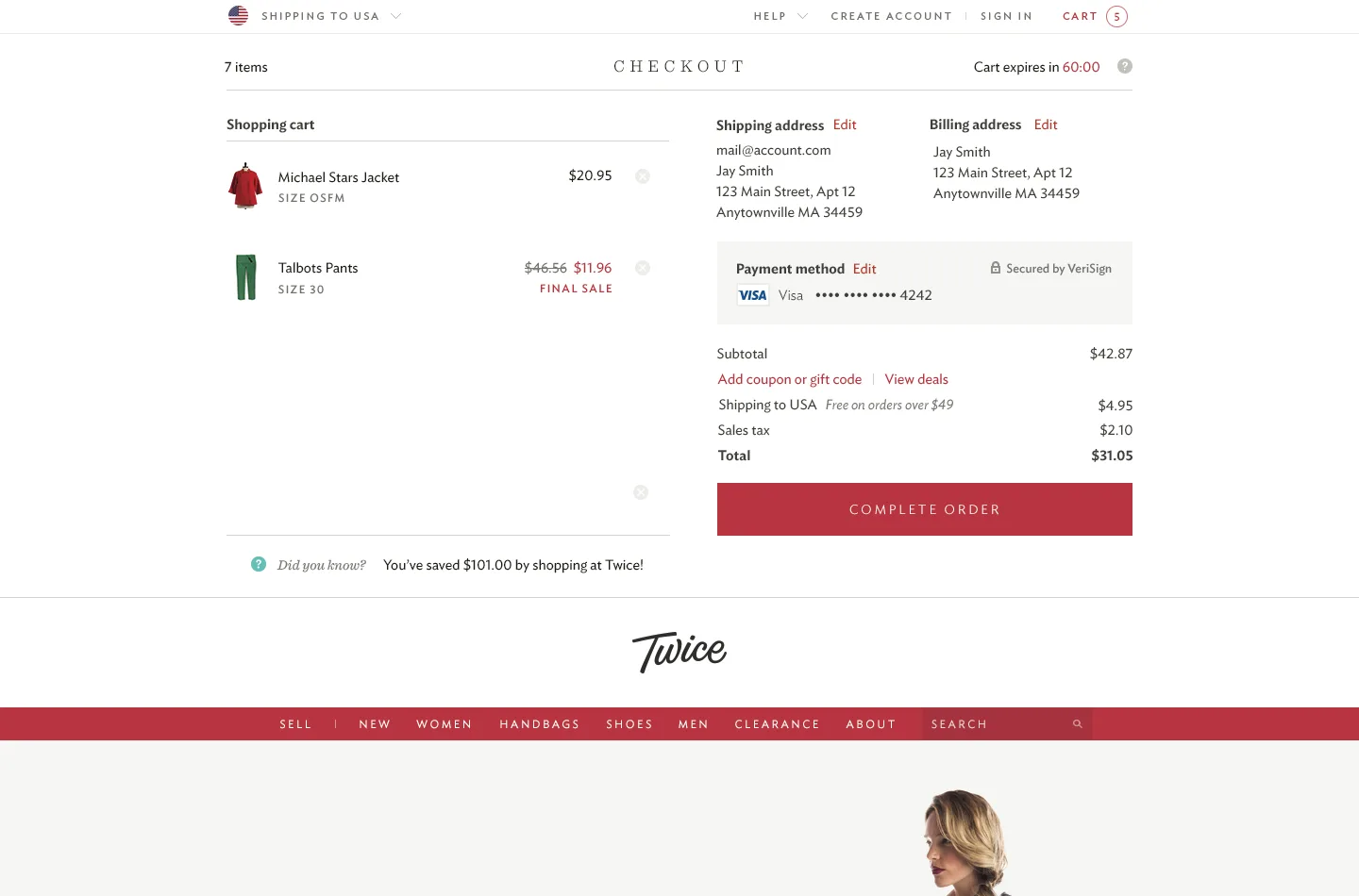 Twice — original full-page checkout