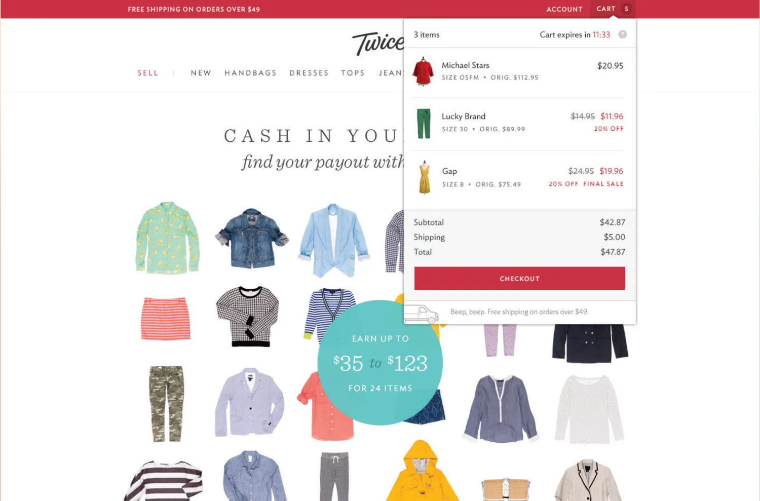 Twice — teaser mini-cart variation
