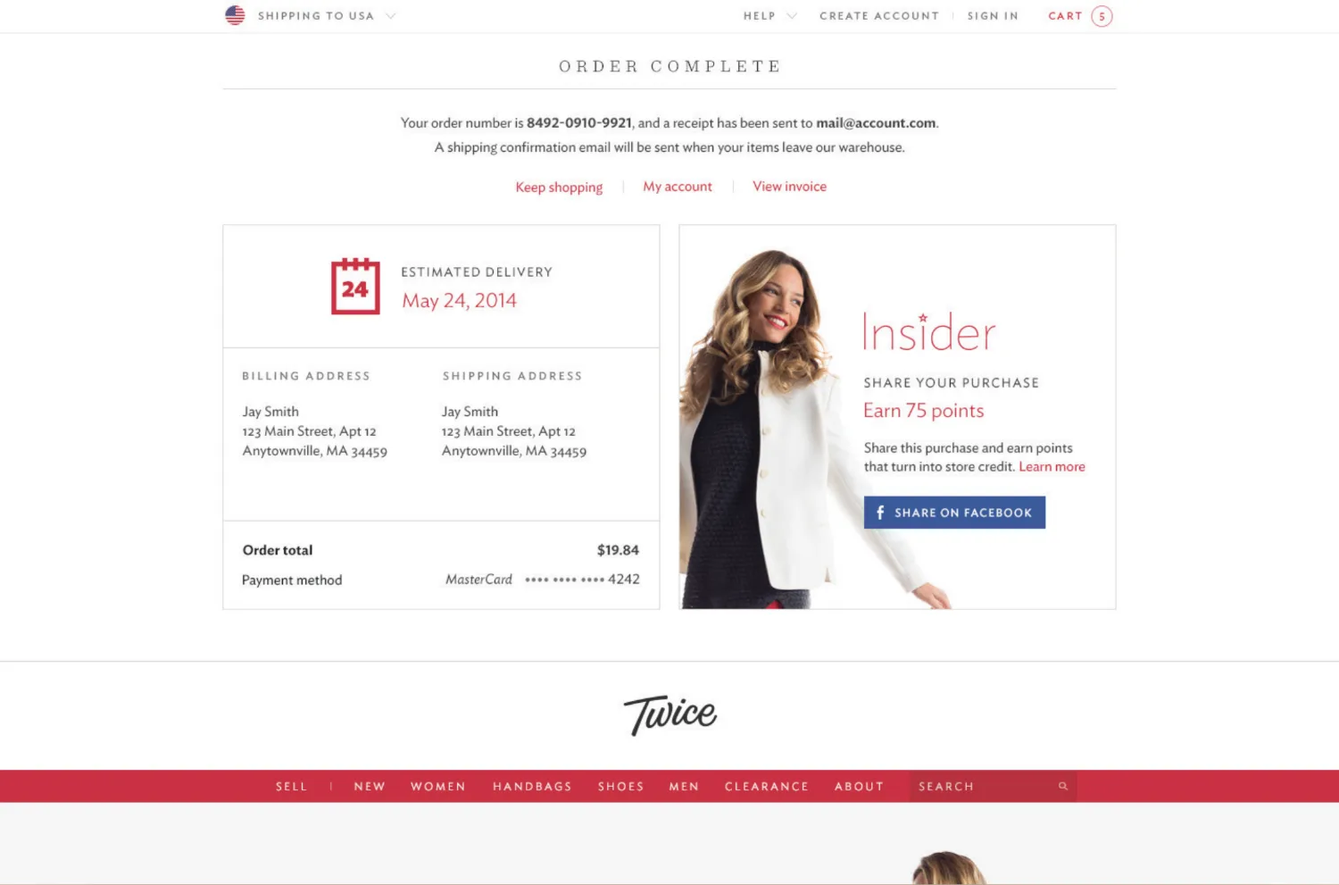 Twice — order-complete recap