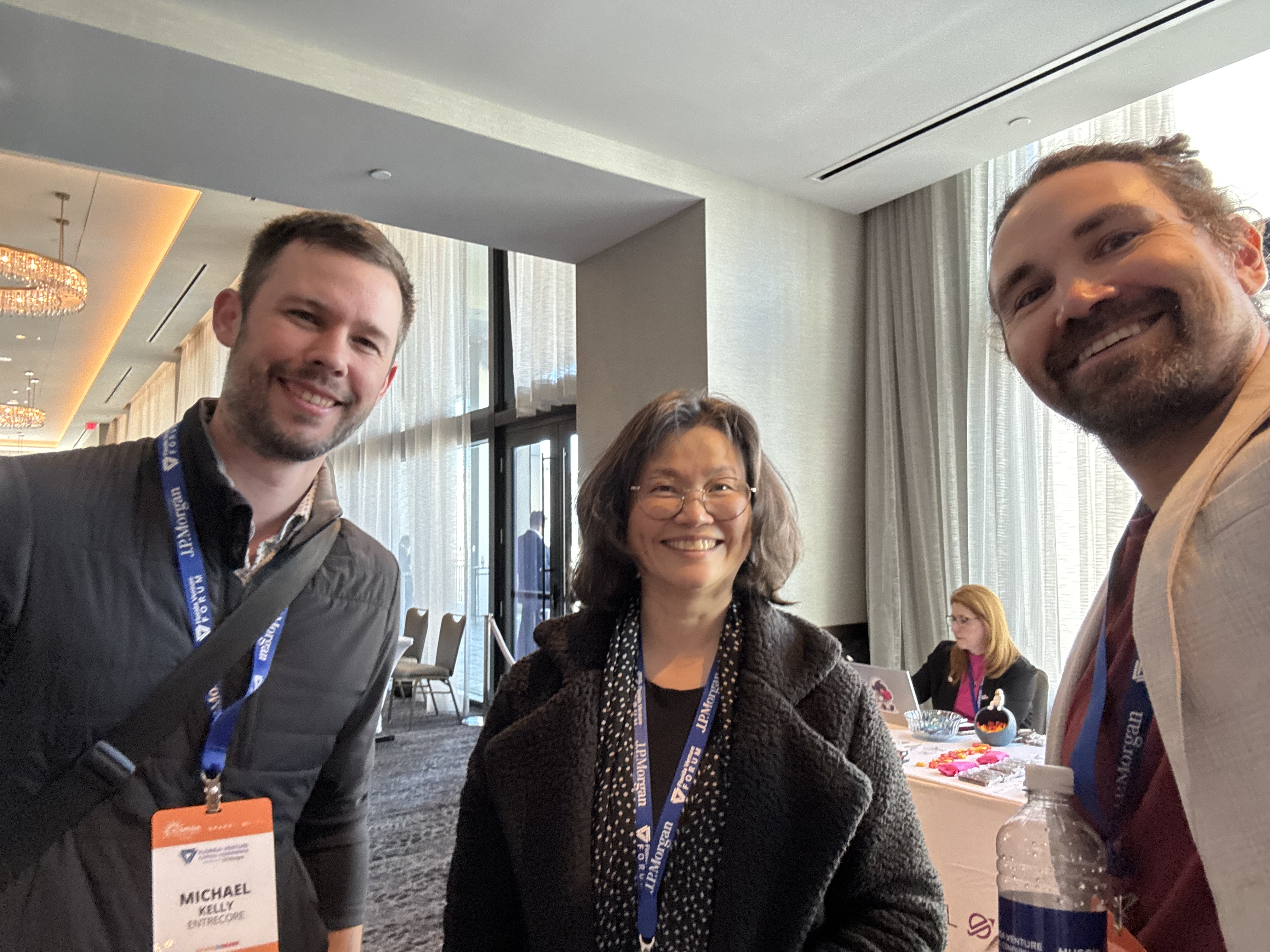 Michael Kelly, Kathy Chiu, and Verdi Ergün at a venture forum